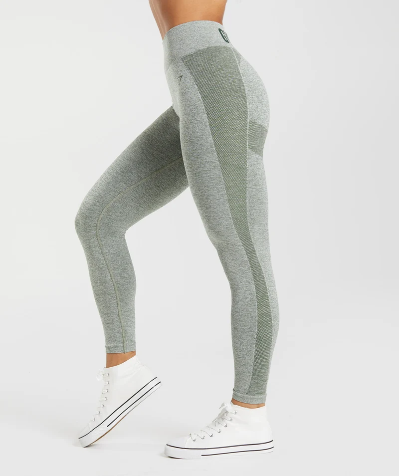 Gymshark Flex High Waisted Leggings - Marsh Green/White Marl