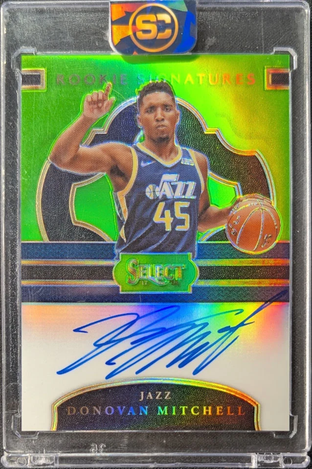 Donovan Mitchell 2017 Select Rookie Signatures Green Auto /65