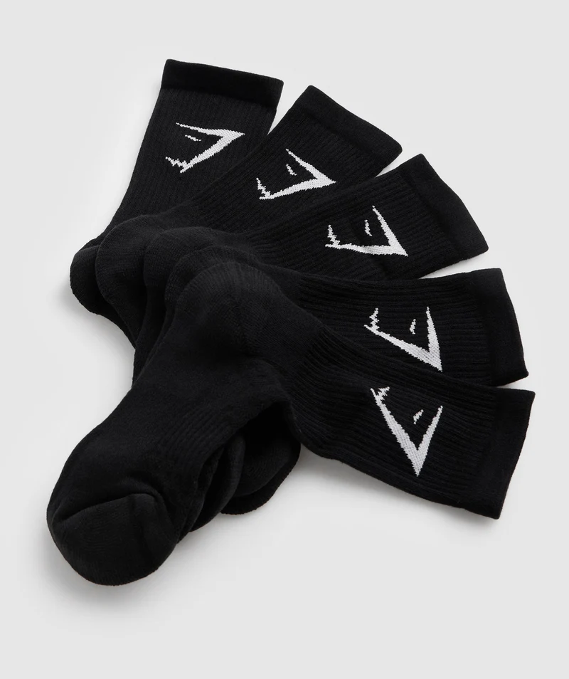Gymshark Crew Socks 5pk - Black