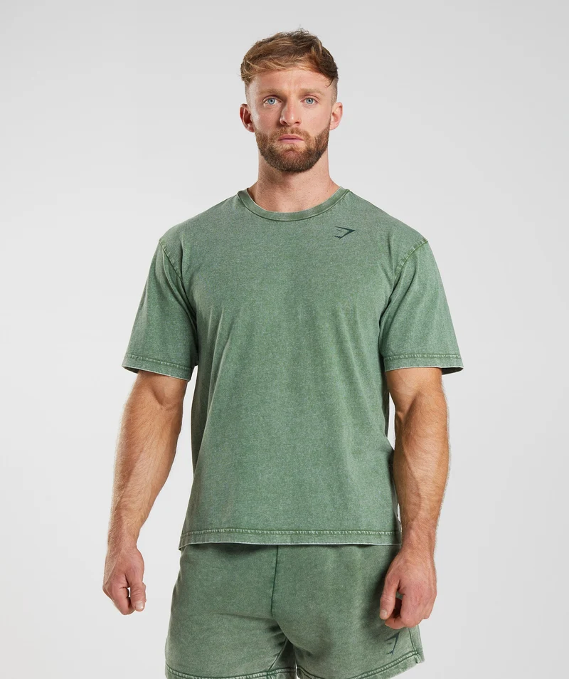 Gymshark Power Washed T-Shirt - Iguana Green
