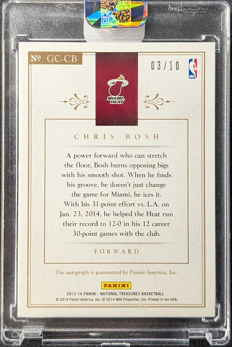 Chris Bosh 2013 National Treasures Game Changers Gold Auto /10