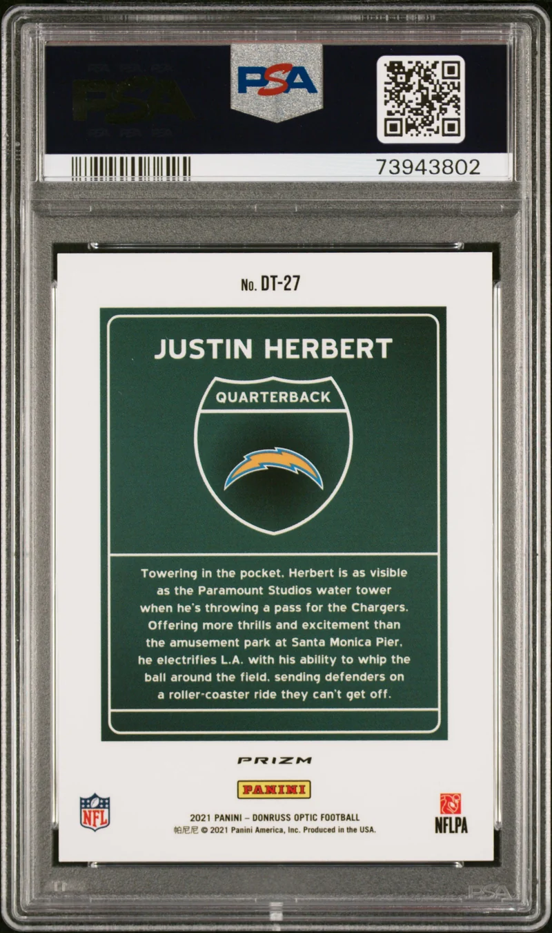 Justin Herbert 2021 Downtown Optic PSA 10
