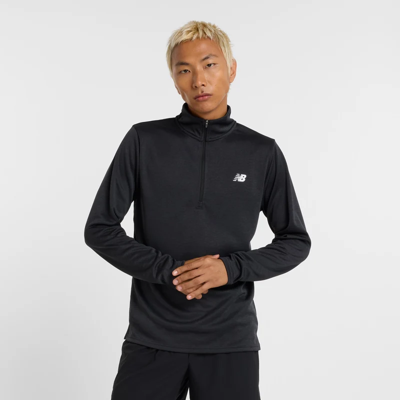 Knit 1/4 Zip Longsleeve Herren-Schwarz