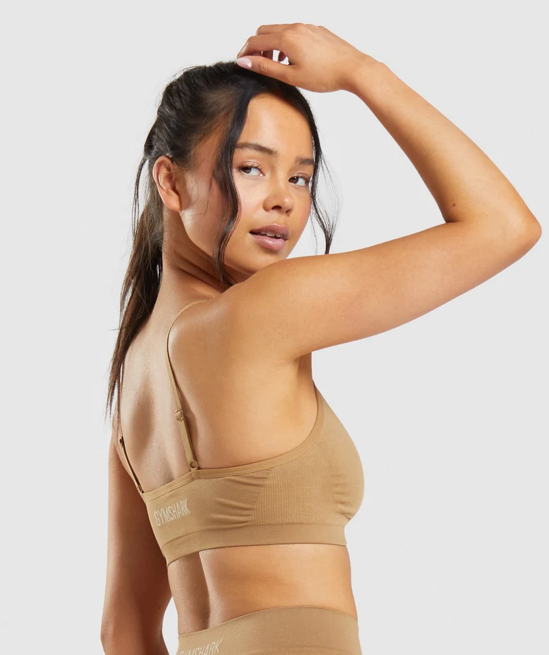 Gymshark Seamless Low Neck Bralette - Golden Light Brown