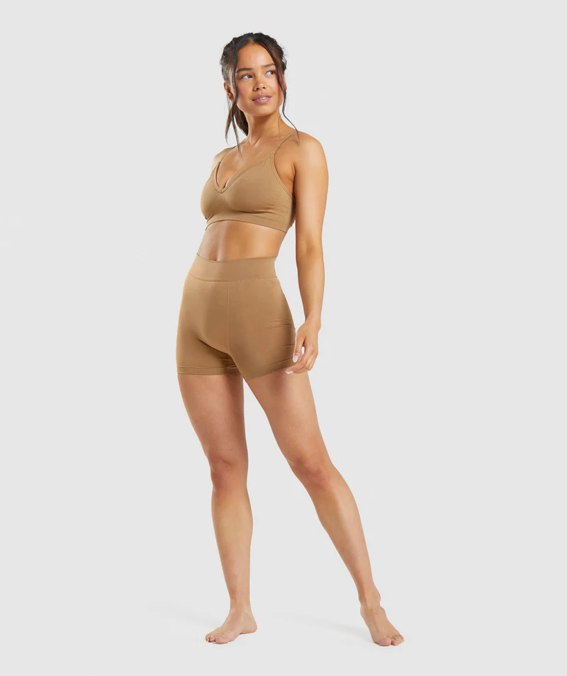 Gymshark Seamless Low Neck Bralette - Golden Light Brown