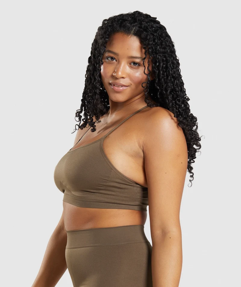 Gymshark Seamless Scoop Neck Bralette - Walnut Brown