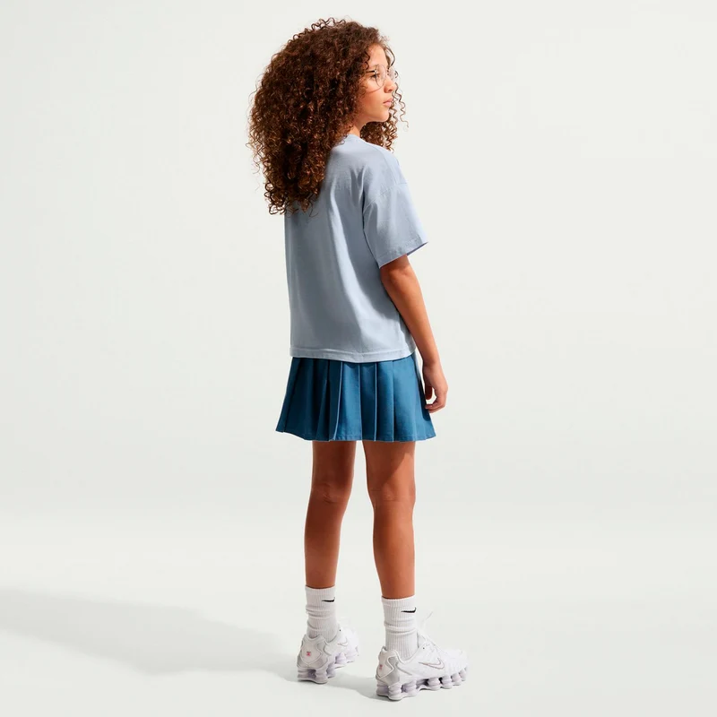 Boxy Essential T-Shirt Kinder-blaugrau, weiß