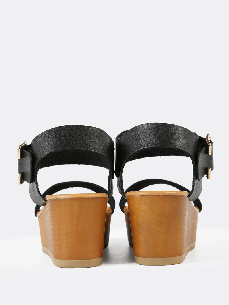 Buckled Ankle Strap Single Band Wedge Sandal