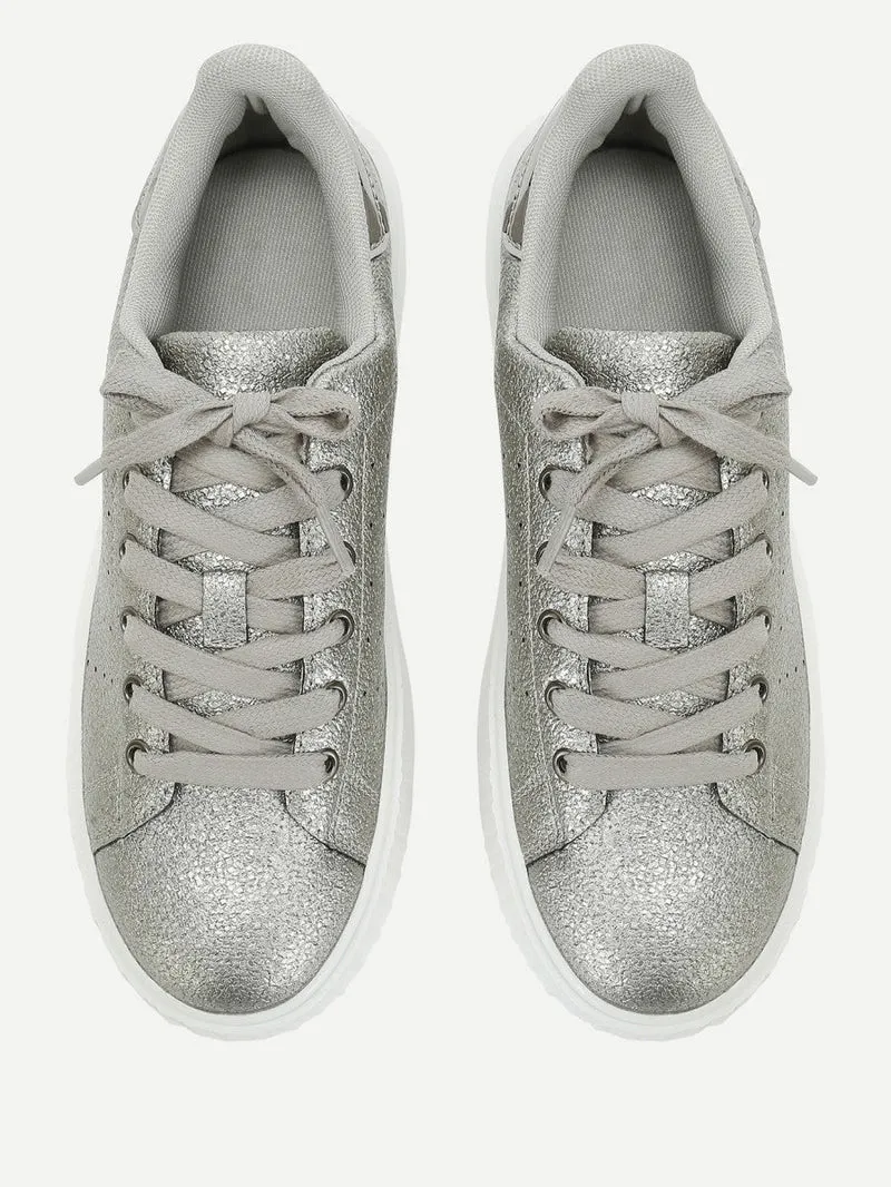 Metallic Lace Up Trainers