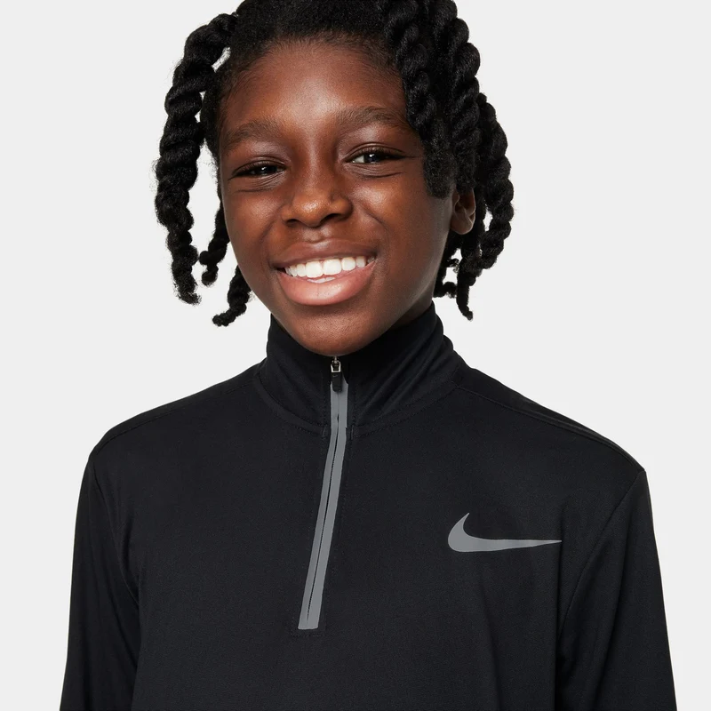 Dri-Fit Poly+ 1/4 Zip Longsleeve Jungen - schwarz,