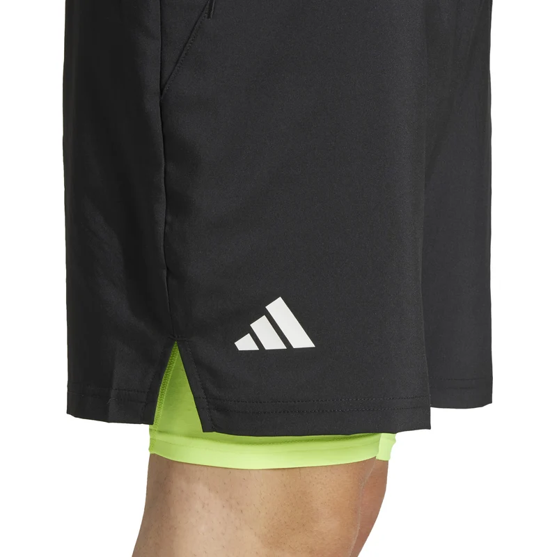 7in Club 2In1 Shorts Herren-Schwarz,Neongrün