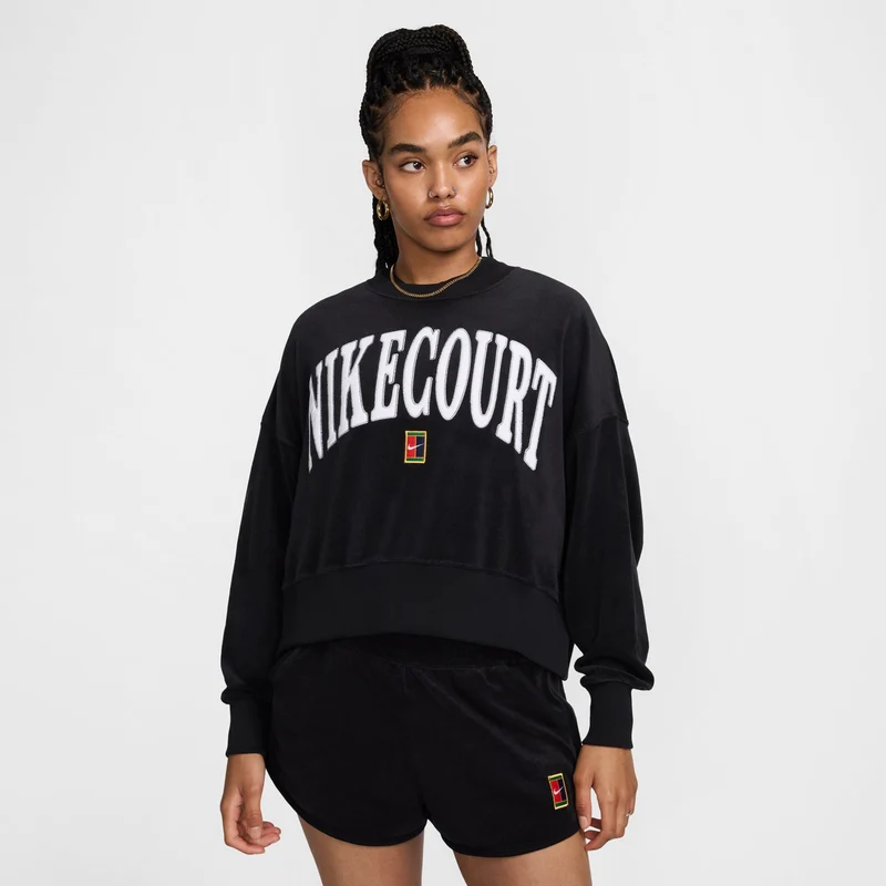 Court Heritage Fleece GFX Crew Sweatshirt Damen-Schwarz