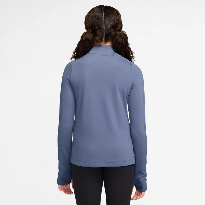 Dri-Fit Half-Zip Longsleeve Mädchen - blaugrau, weiß