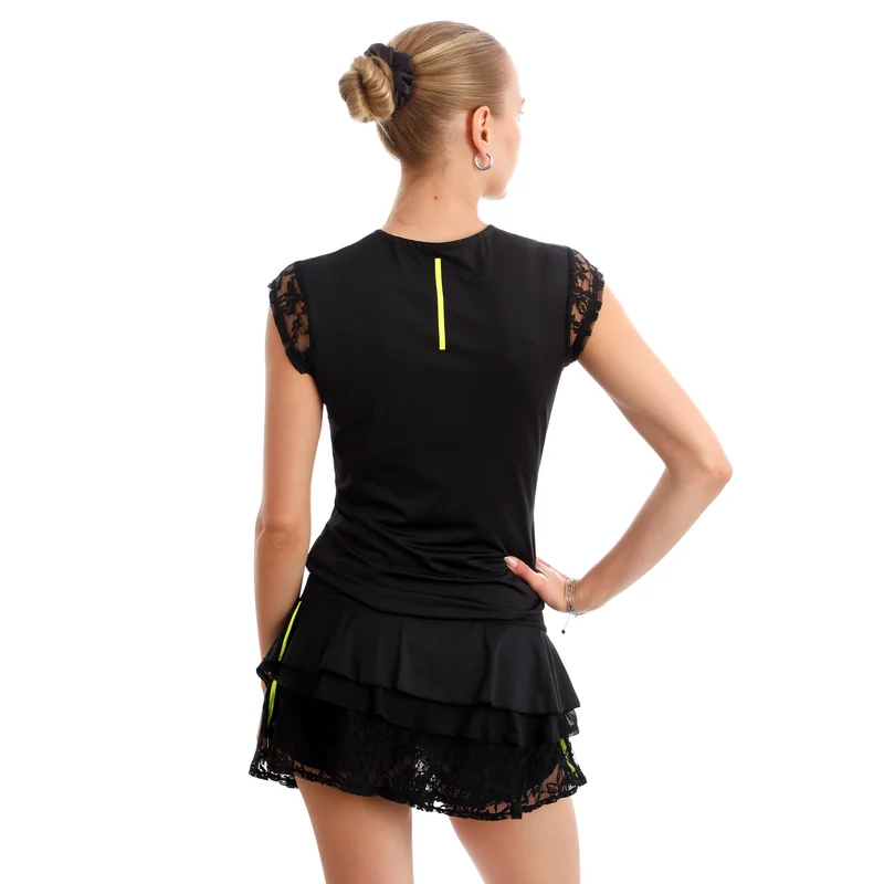 Night Flash V-Neck T-Shirt Damen - schwarz