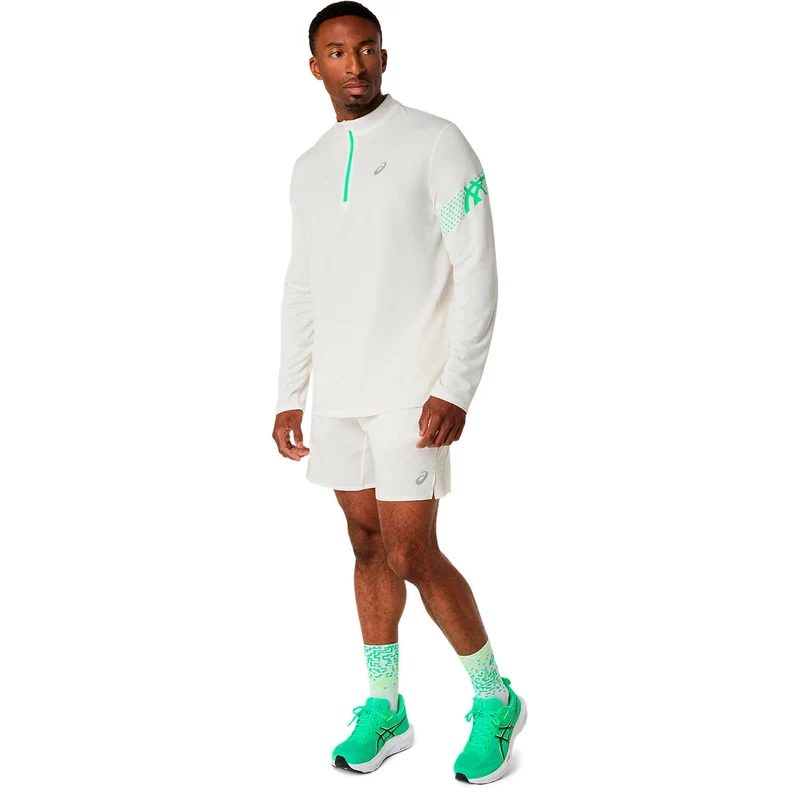 Icon 1/2 Zip Laufshirt Herren - beige, grün