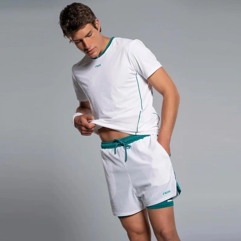Pro Shorts Herren - weiß, blaugrün