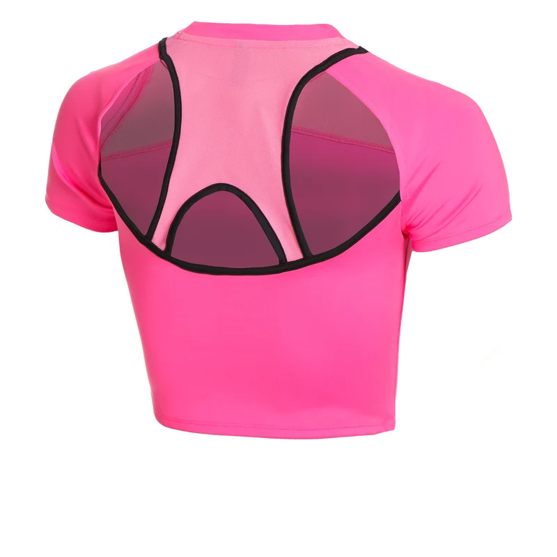 Run Anywhere Crop Laufshirt Damen-Pink,Schwarz