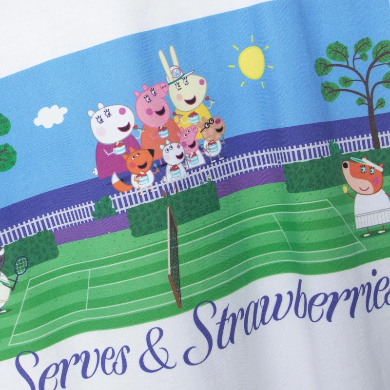 Peppa Pig Serves & Strawberries – '94 Campus T-Shirt Unisex - weiß