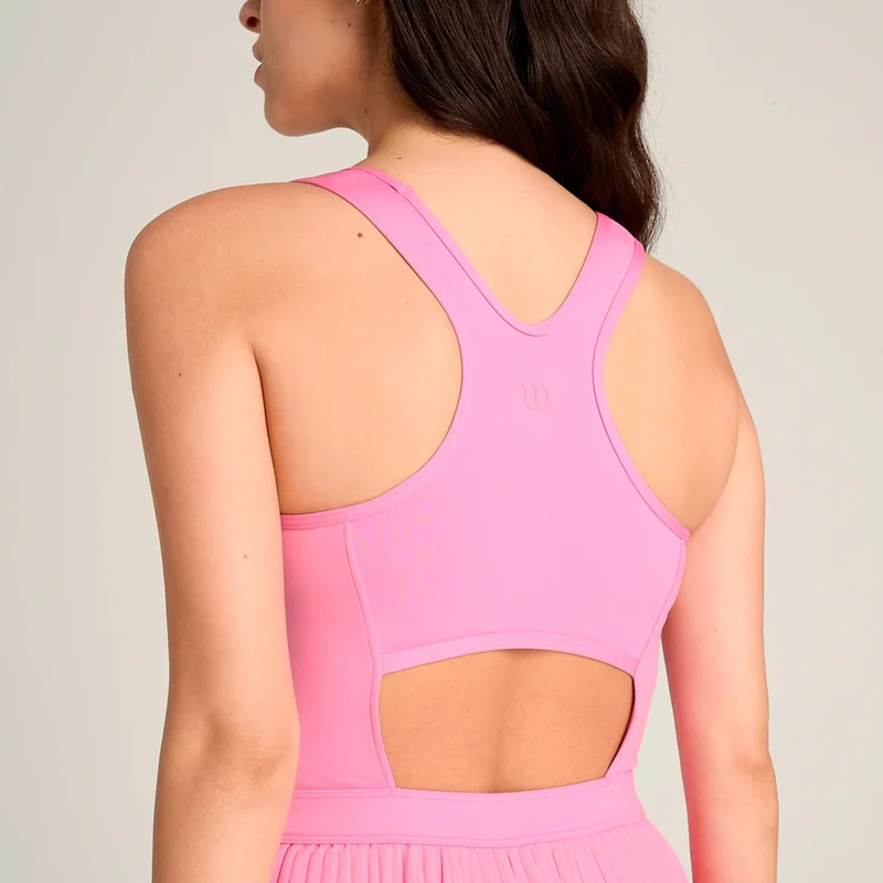 Pleated Mesh Kleid Damen-rosa