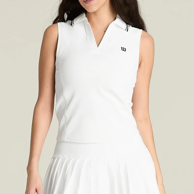 Rib Polo Damen-weiß