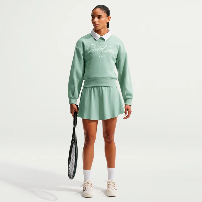 Court Fleece Crew Sweatshirt Damen - graugrün, grün