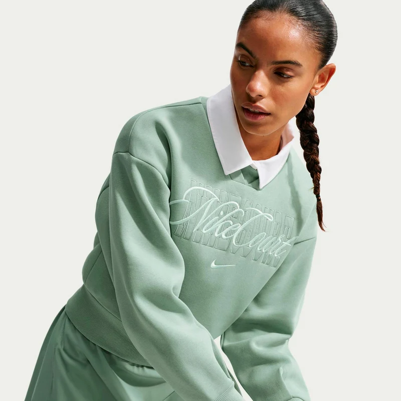 Court Fleece Crew Sweatshirt Damen - graugrün, grün