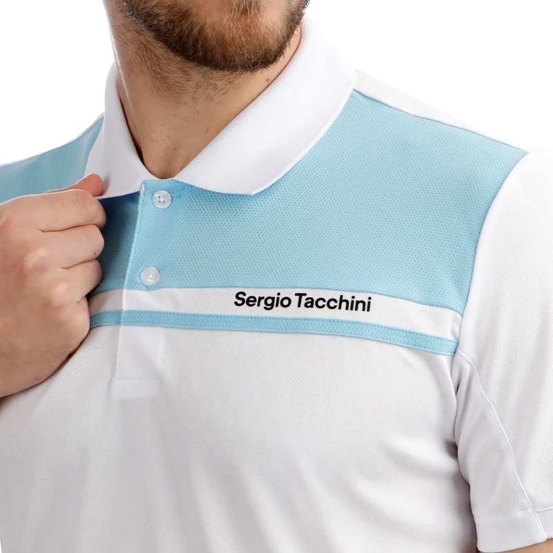 Riflesso PL Polo Herren - weiß, hellblau