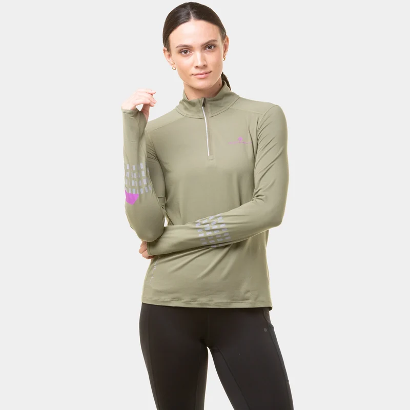 Tech Afterhours 1/2 Zip Laufshirt Damen-Oliv