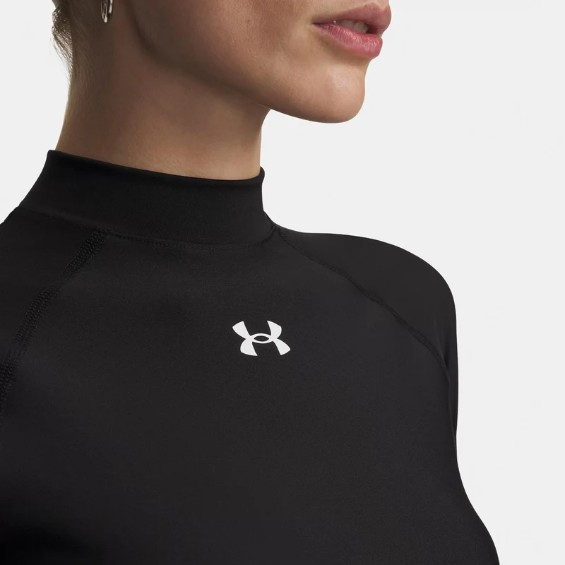 HeatGear Crop Mock Longsleeve Damen-schwarz, weiß