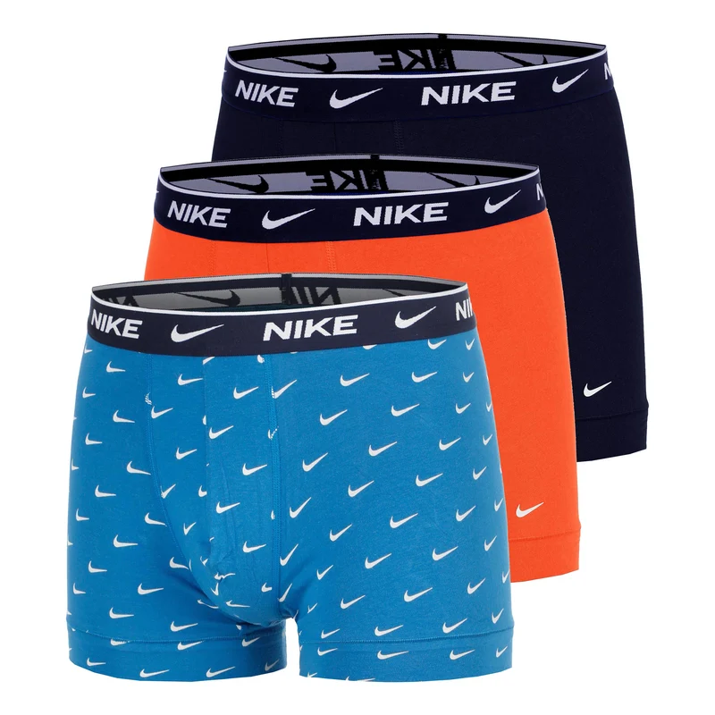 Essential Cotton Stretch Trunk Boxer Short 3er Pack Herren - hellblau, orange