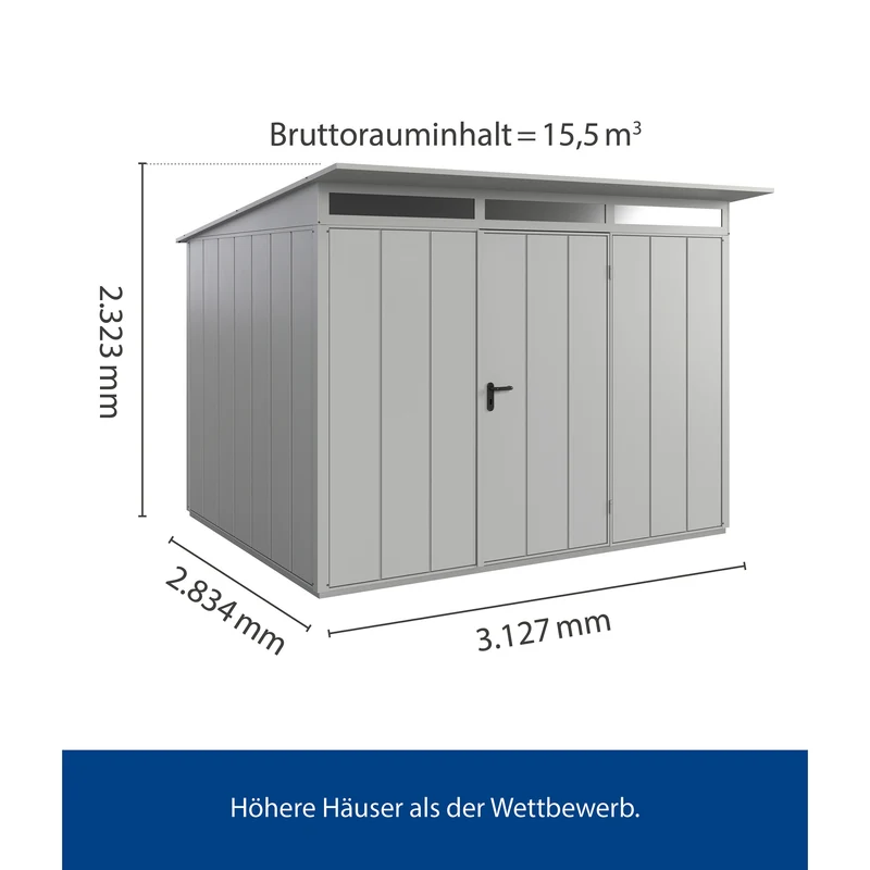 Set Berry Modern-P,Typ 3 Gerätehaus-Weißaluminium