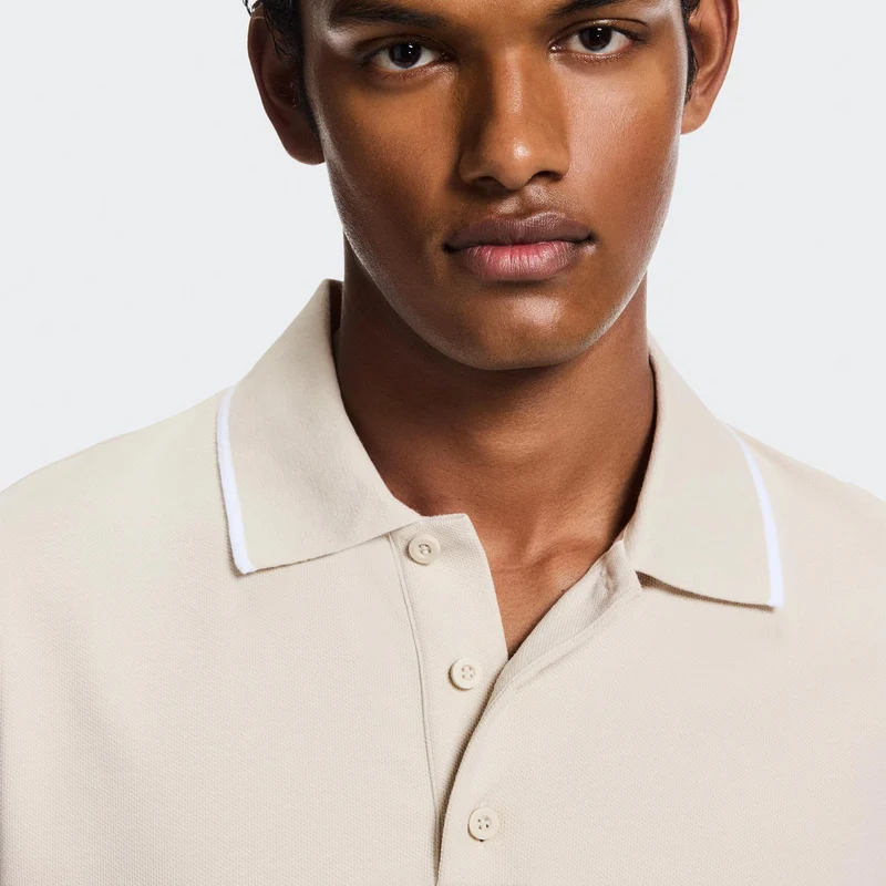 Courtside Polo Herren - beige, weiß