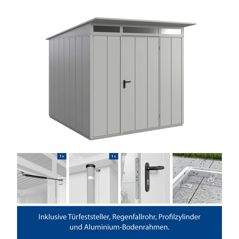 Set Berry Modern-P,Typ 2 Gerätehaus-Weißaluminium