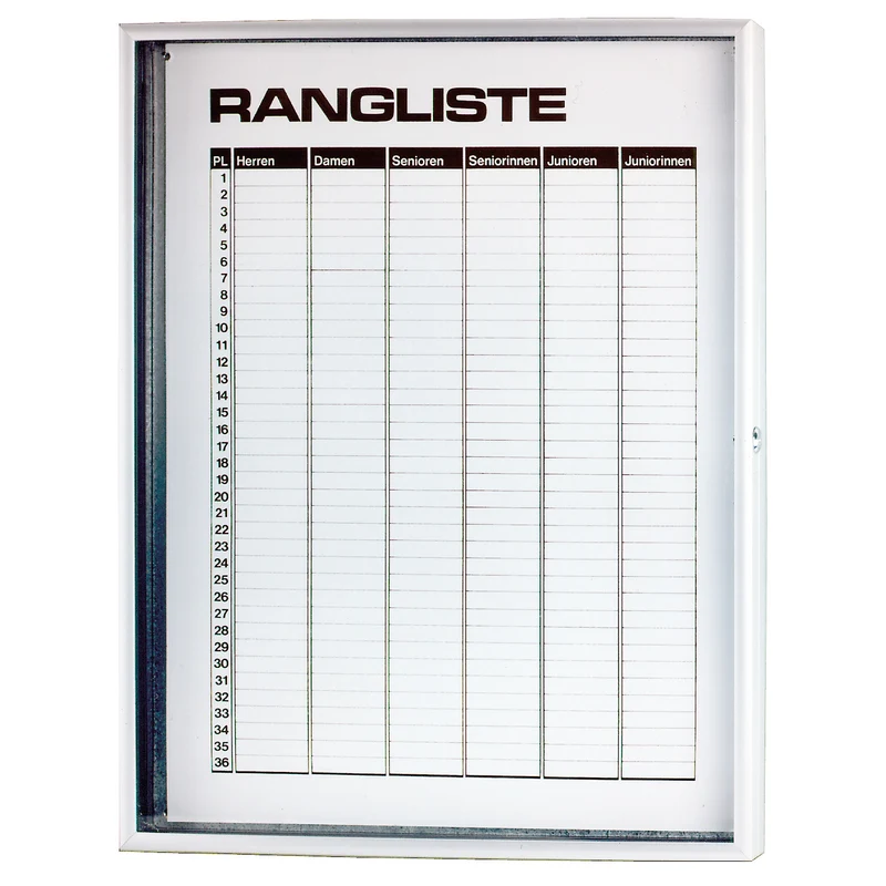 Ranglisten-Magnettafel 6 Ränge Mit Scheibe,Abschließbar Rangliste-Weiß