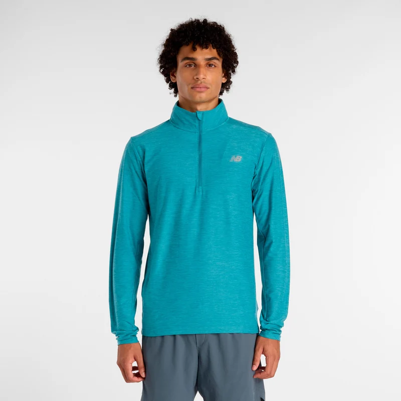 Space Dye 1/4 Zip Longsleeve Herren - türkis