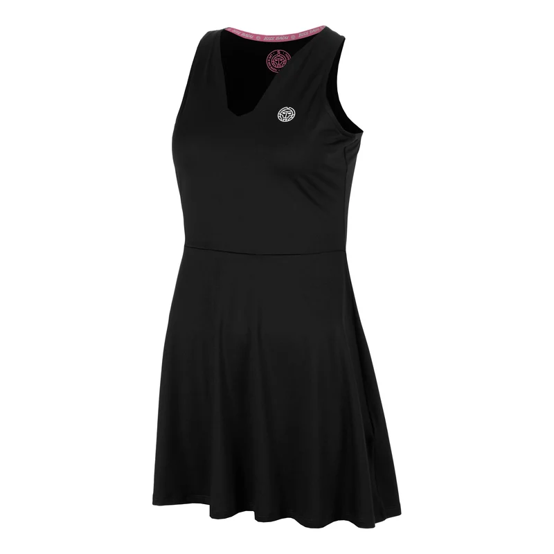 Crew V-Neck Kleid Damen-schwarz