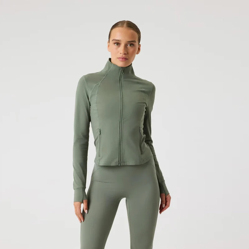 Borg Soft Zip Midlayer Longsleeve Damen - salbei