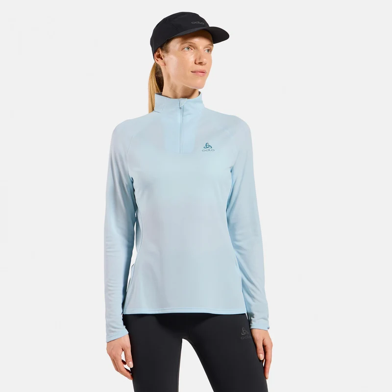 Essential 1/2 Zip Laufshirt Damen-hellblau