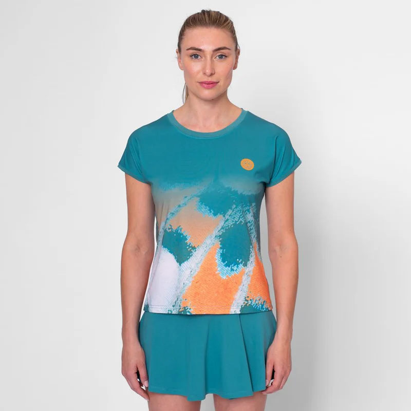 Melbourne 2025 T-Shirt Damen-Petrol,Orange