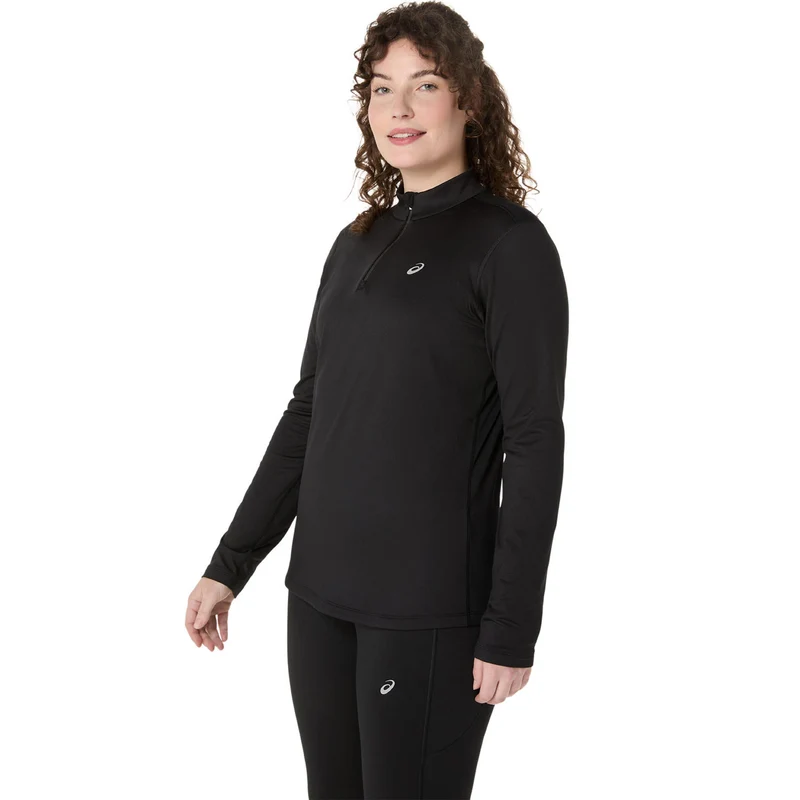 Core 1/2 Zip Winter Laufshirt Damen - schwarz