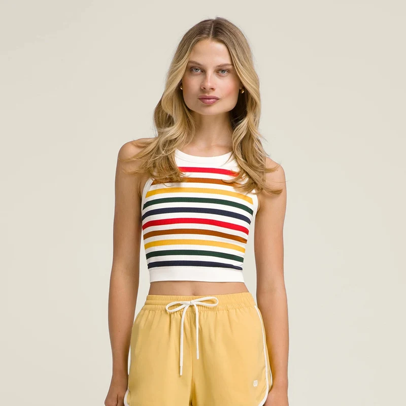 On The Daily Brami Tank-Top Damen-Creme,Mehrfarbig