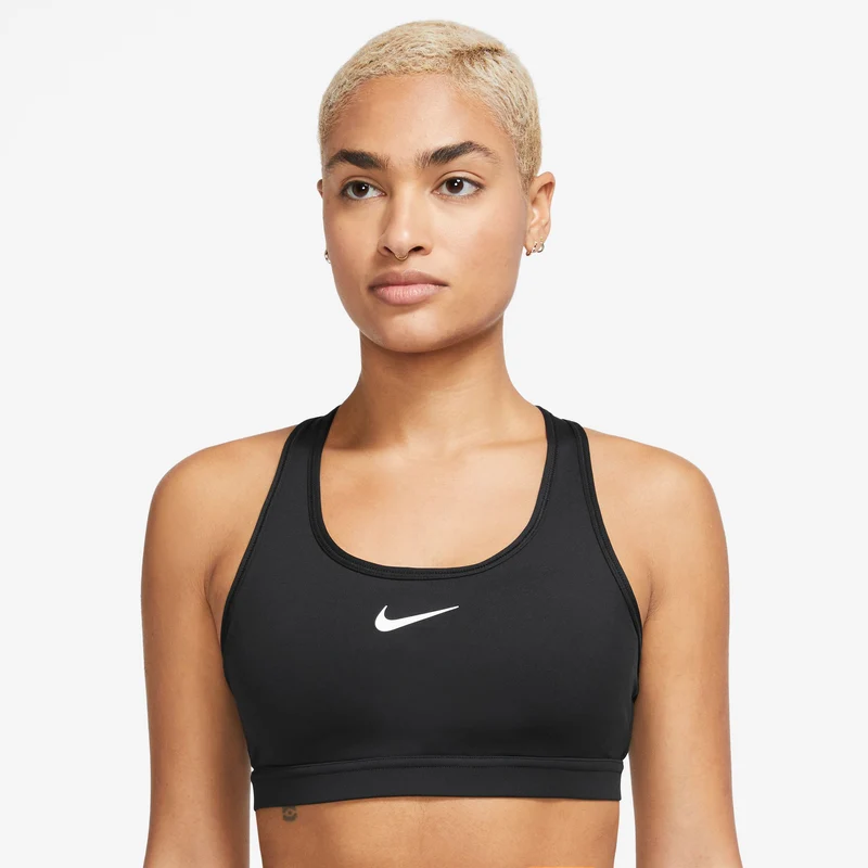 Swoosh Medium Sport-BH Damen-Schwarz