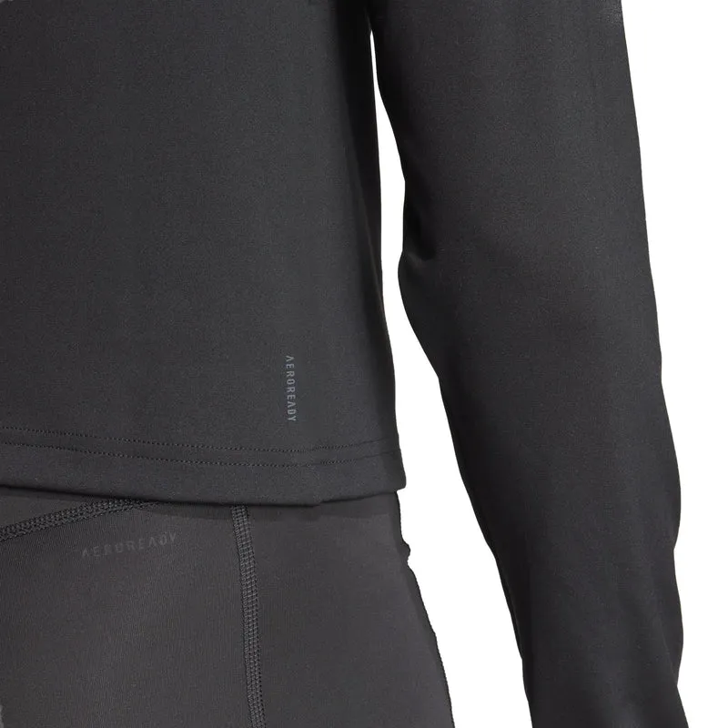 Essentials 1/4 Zip Longsleeve Damen-Schwarz