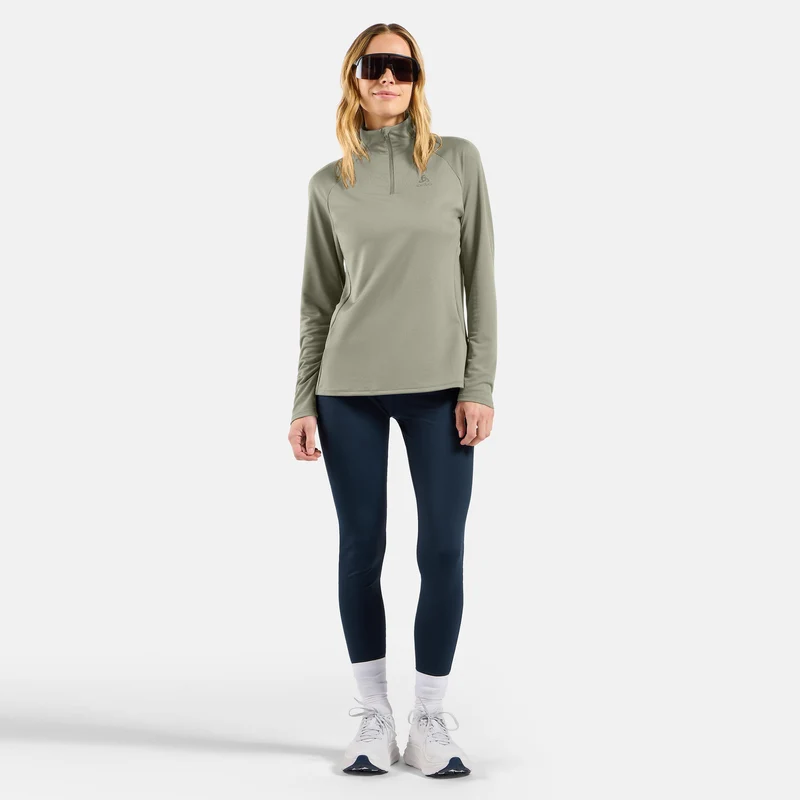 Essential Ceramiwarm 1/2 Zip Laufshirt Damen-Oliv