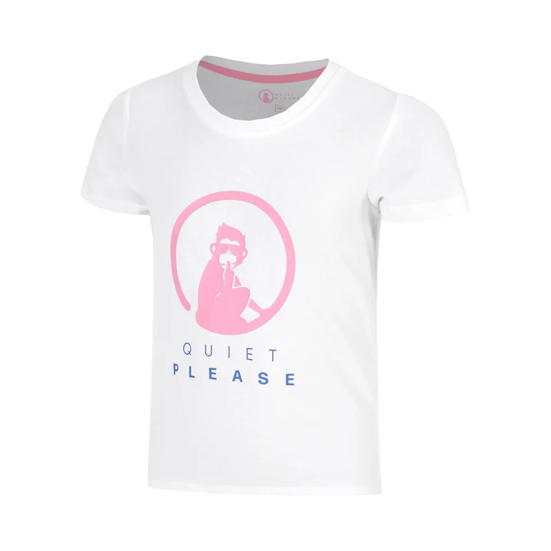 Baseline Logo T-Shirt Mädchen - weiß, neonpink
