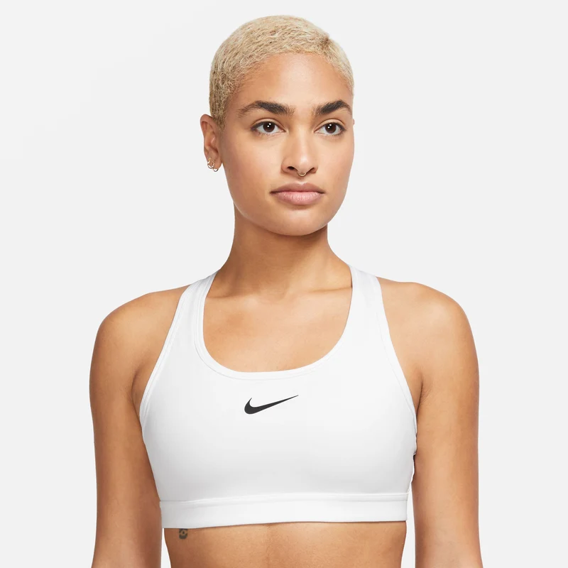 Swoosh Medium Sport-BH Damen-Weiß