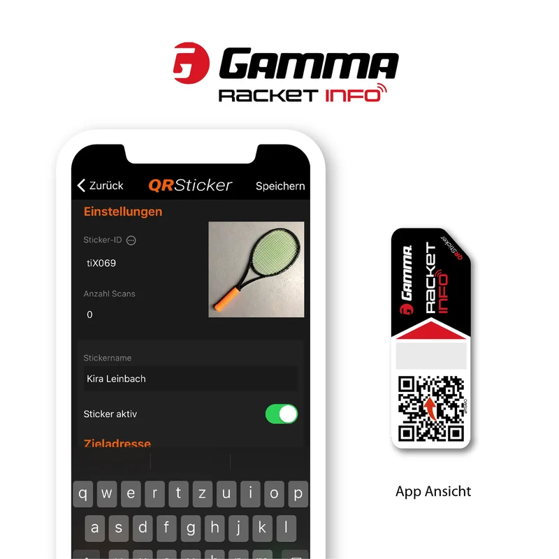 Racket Info Besaitungsaufkleber 2er Pack-Schwarz