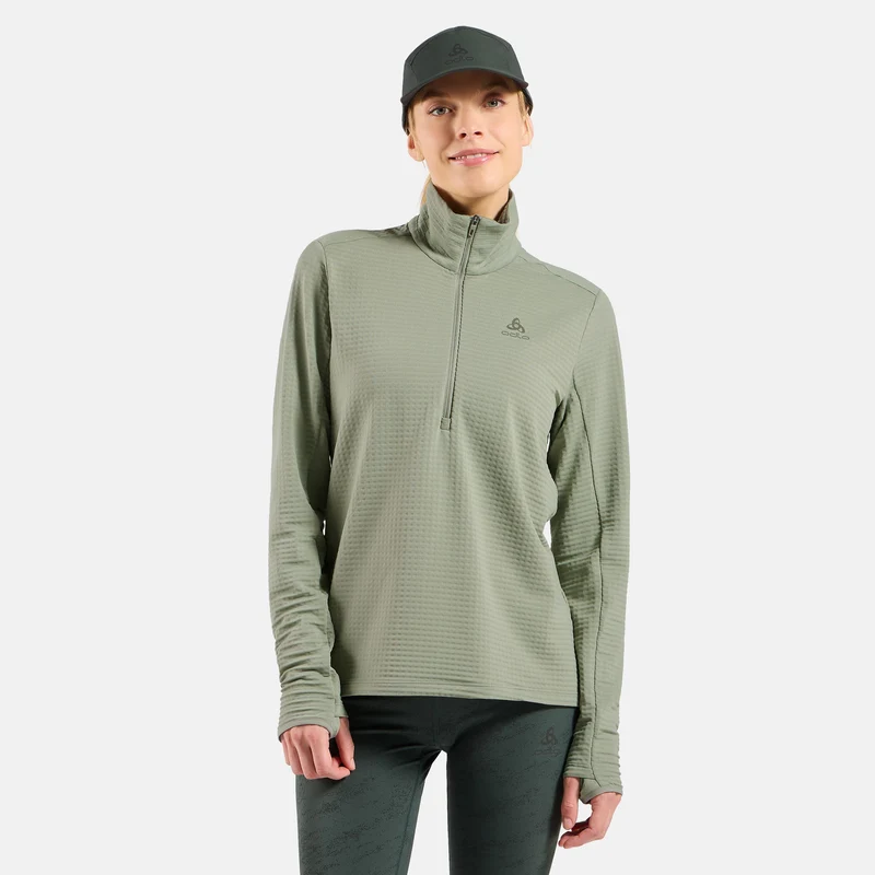Essential Thermal Midlayer 1/2 Zip Laufshirt Damen - oliv