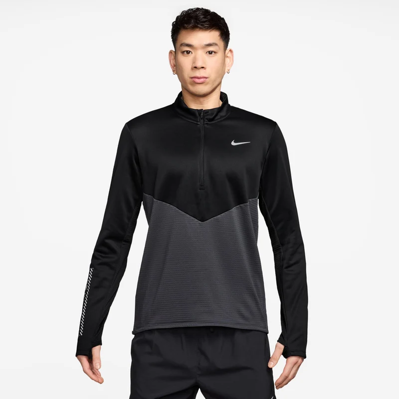 Pacer Winterized Half-Zip Laufshirt Herren - anthrazit, schwarz