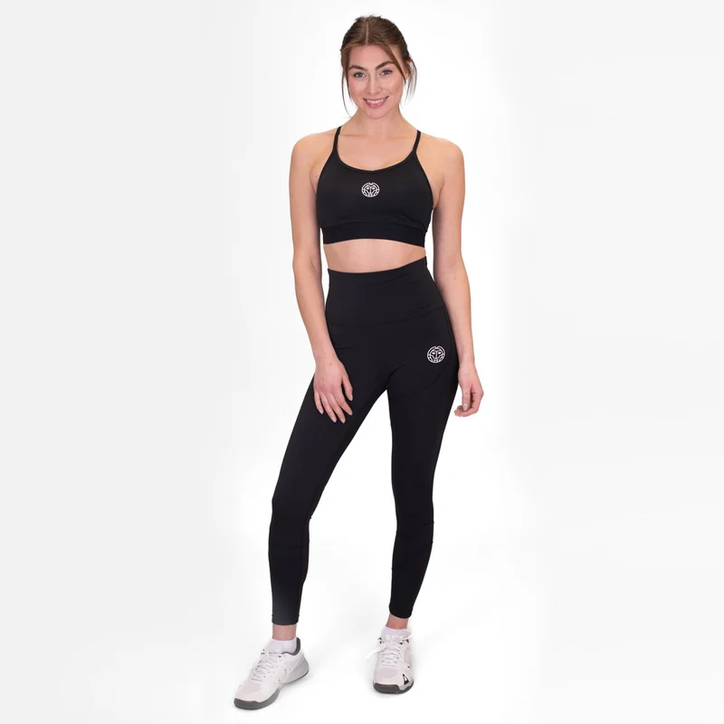 Crew Low Support Strappy Sport-BH Damen-Schwarz